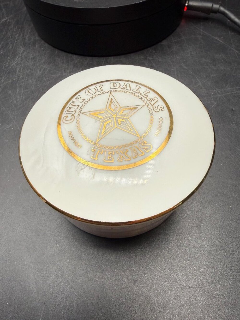 City of Dallas Trinket Box With Gold Trim